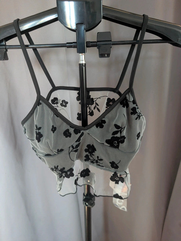 Gothic Grunge Crop Tops Bundle Black Mesh Tribal Butterfly Cross Cami Set UK 12 16