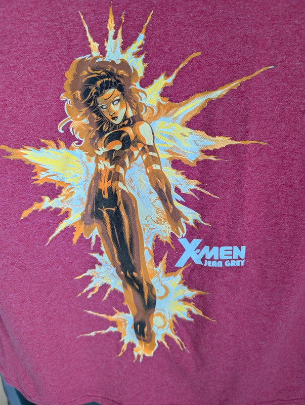 Marvel X-Men Jean Grey Graphic T Shirt Pink Red Large Fruit Of The Loom Large