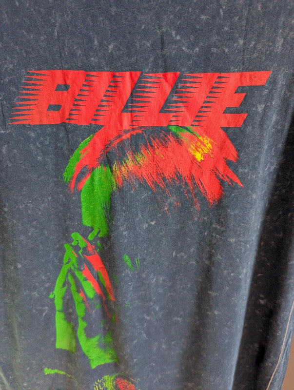 Official Billie Eilish T Shirt Navy Blue Acid Wash Graphic Band Tee M Medium