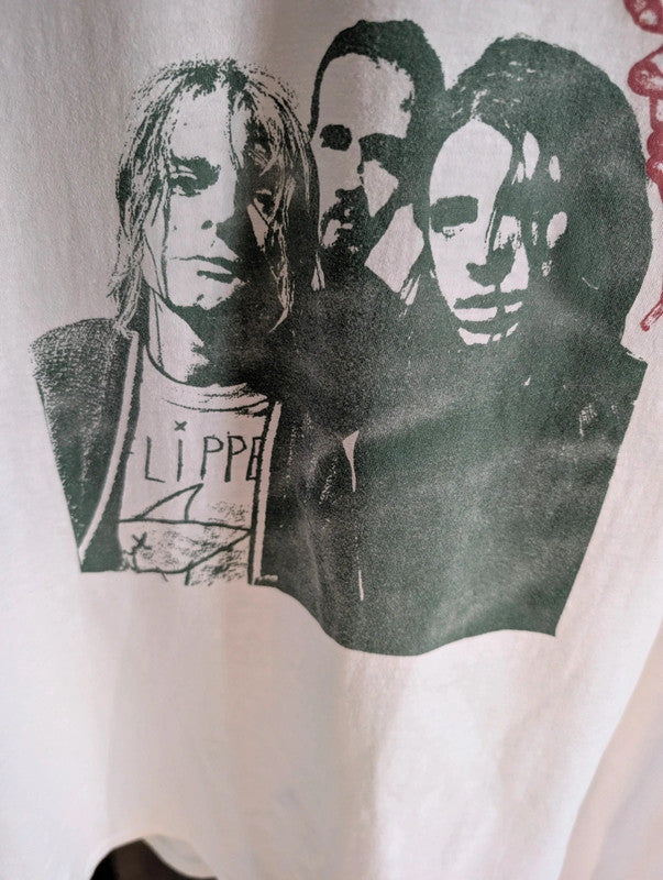Official Nirvana Band T Shirt White Sliver Graphic Print Grunge Top XL Extra Large