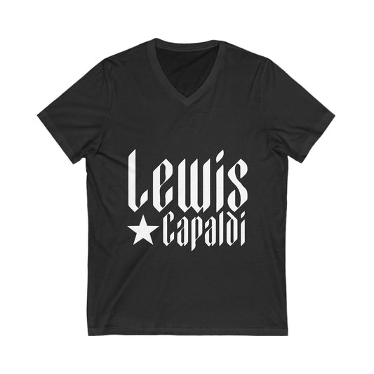 Lewis Capaldi Unisex Jersey Short Sleeve V-Neck Tee - Writing