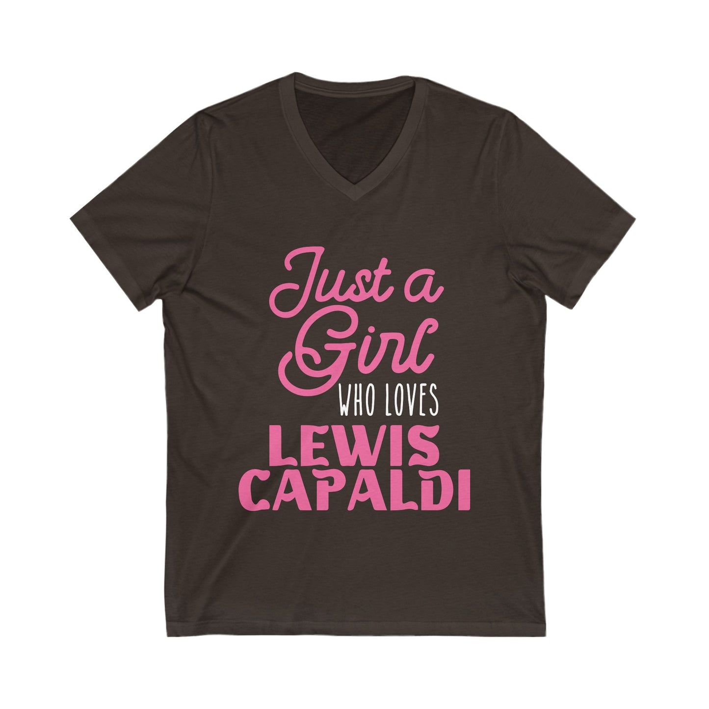 Lewis Capaldi Unisex Jersey Short Sleeve V-Neck Tee - Just A girl who loves Lewis Capaldi