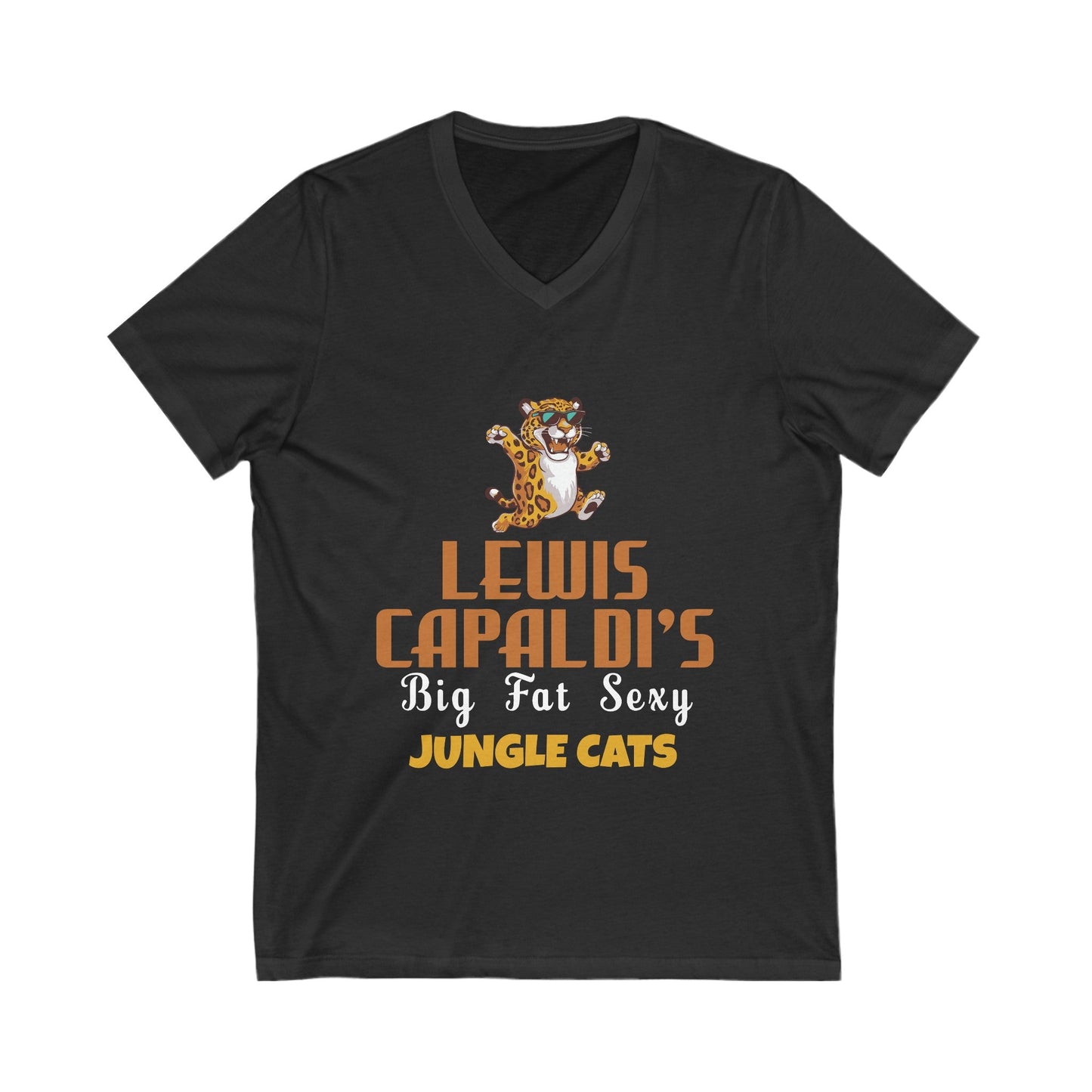 Lewis Capaldi Unisex Jersey Short Sleeve V-Neck - Big Fat Sexy Jungle Cats - S / Dark Grey Heather - V-neck