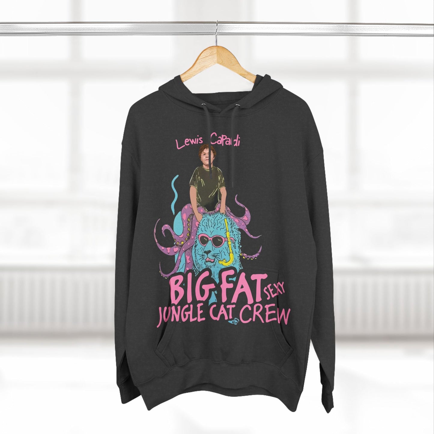 Lewis Capaldi Three-Panel Fleece Hoodie - Big Fat Sexy jungle cats