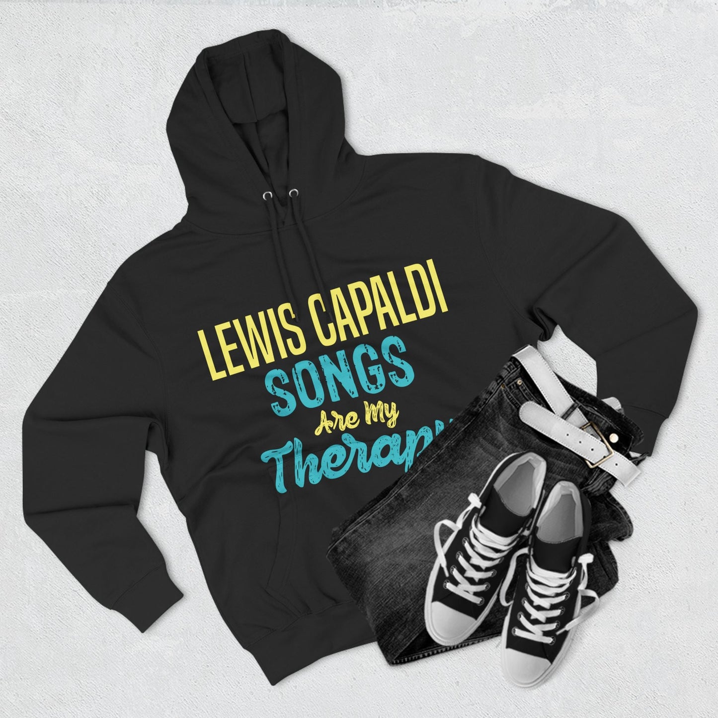 Lewis Capaldi Three-Panel Fleece Hoodie - Lewis Capaldi songs are my therapy