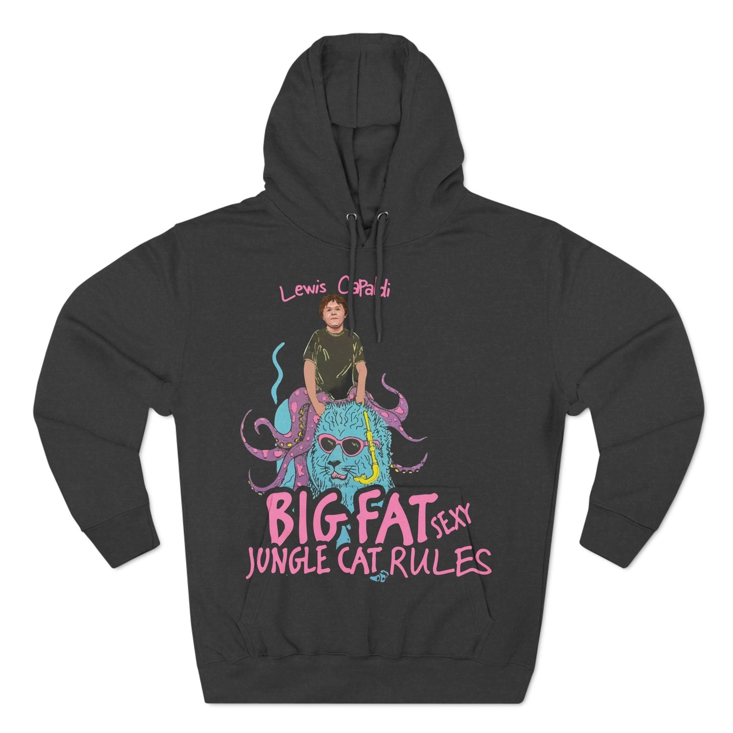 Lewis Capaldi Three-Panel Fleece Hoodie - Big Fat Sexy jungle cats