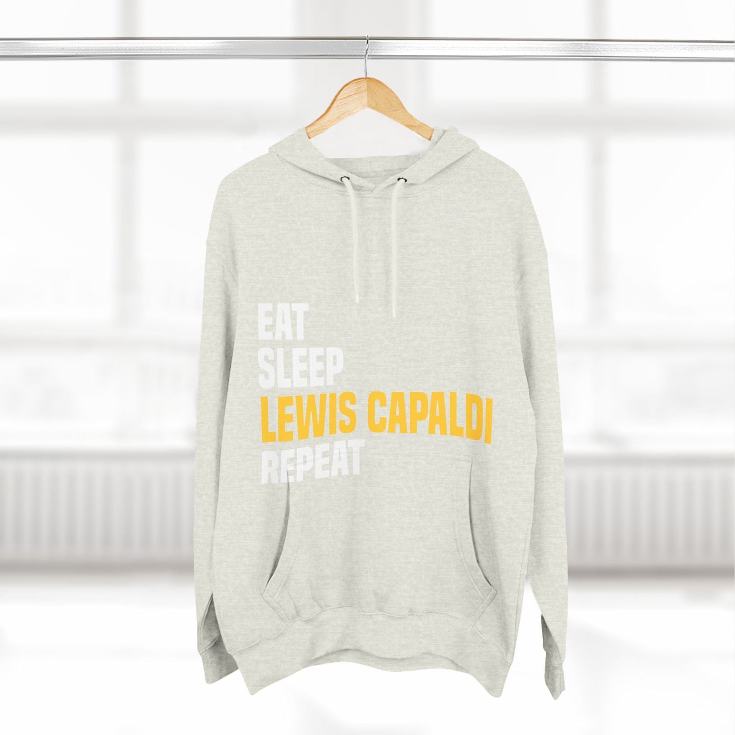 Lewis Capaldi Three-Panel Fleece Hoodie - Eat sleep Lewis Capaldi repeat