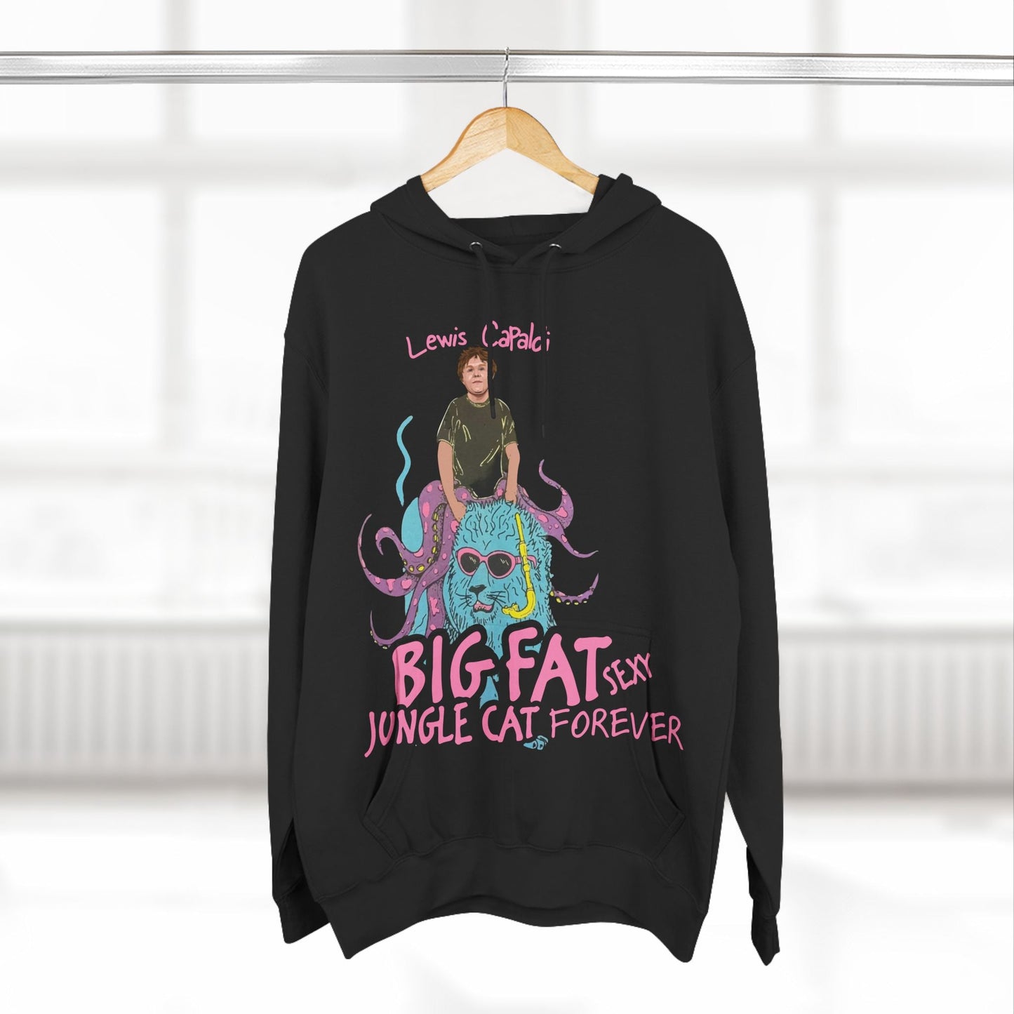 Lewis Capaldi Three-Panel Fleece Hoodie - Big Fat Sexy jungle cats