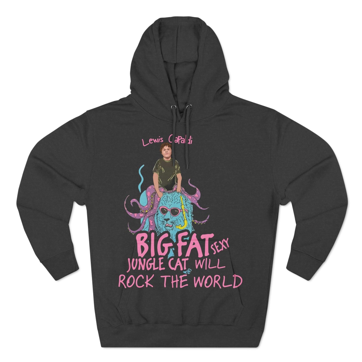 Lewis Capaldi Three-Panel Fleece Hoodie - Big Fat Sexy jungle cats