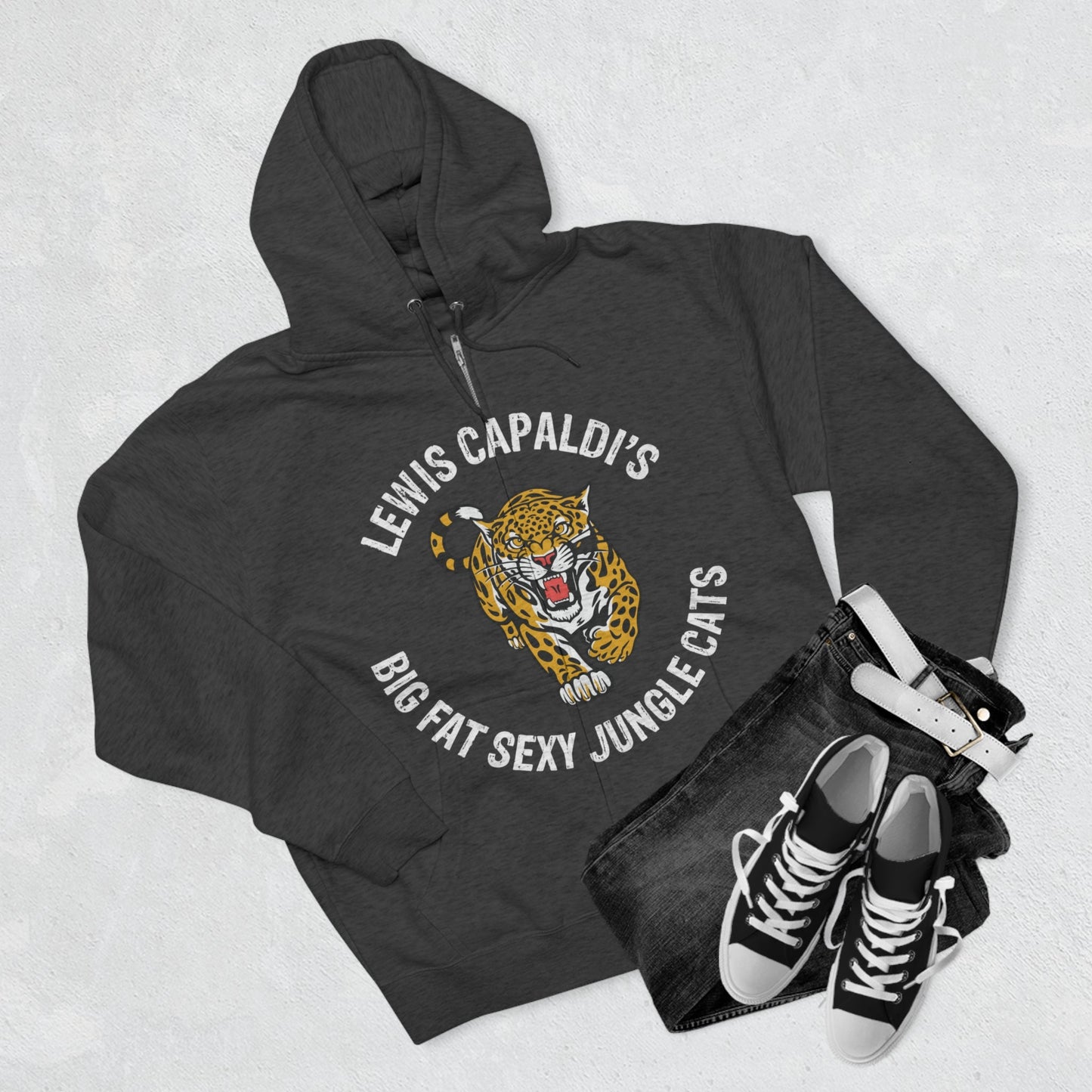 Lewis Capaldi Unisex Zip Hoodie - Big Fat Sexy Jungle Cats