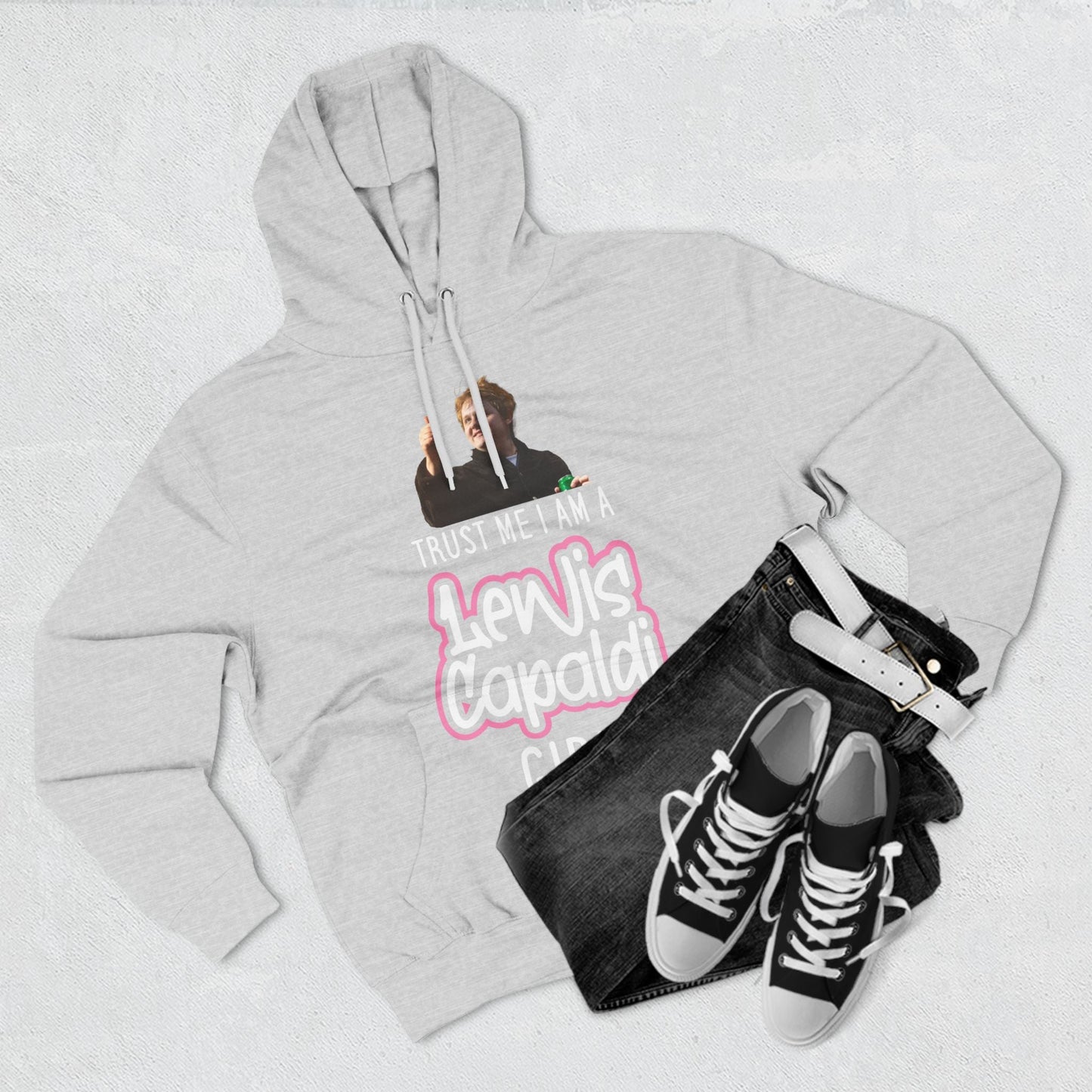 Lewis Capaldi Three-Panel Fleece Hoodie - Trust me I am a Lewis Capaldi girl