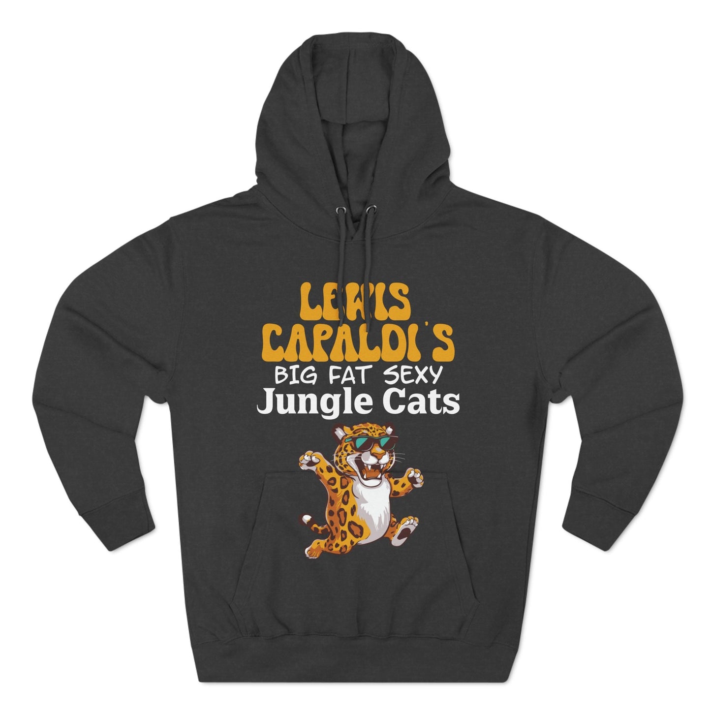 Lewis Capaldi Three-Panel Fleece Hoodie - Big Fat Sexy Jungle Cats - Charcoal Heather / S - Hoodie