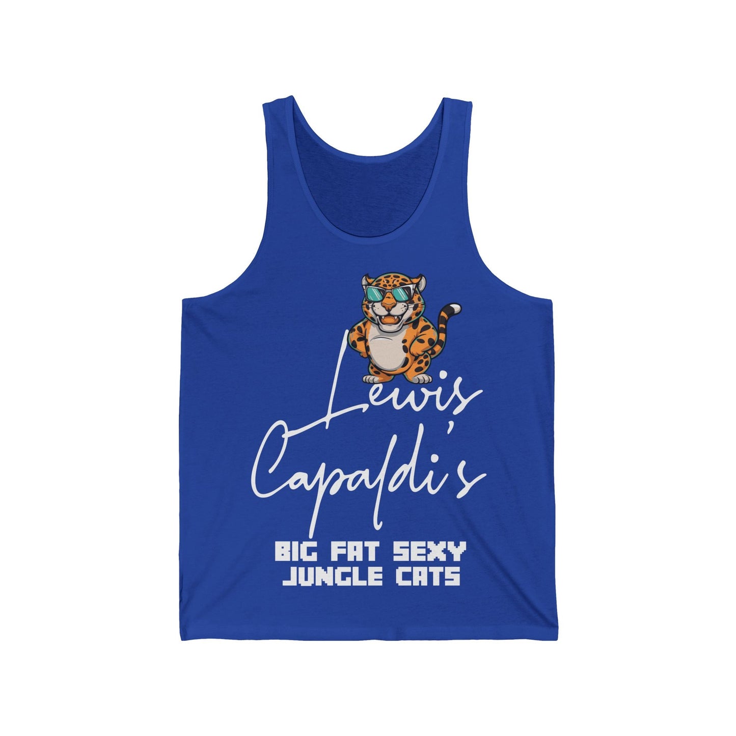 Lewis Capaldi Unisex Jersey Tank Top - Big Fat Sexy Jungle Cats - S / True Royal - Tank Top