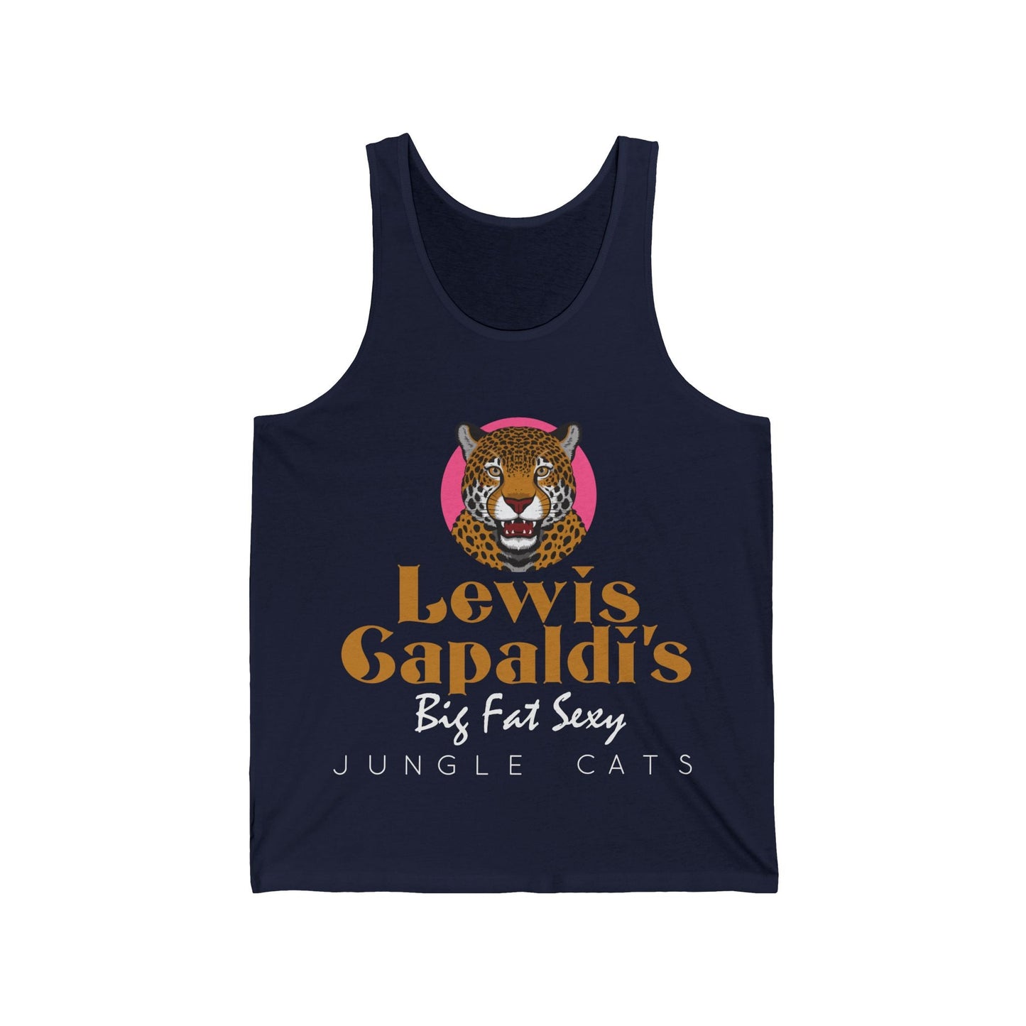 Lewis Capaldi Unisex Jersey Tank Top - Big Fat Sexy Jungle Cats - S / Navy - Tank Top