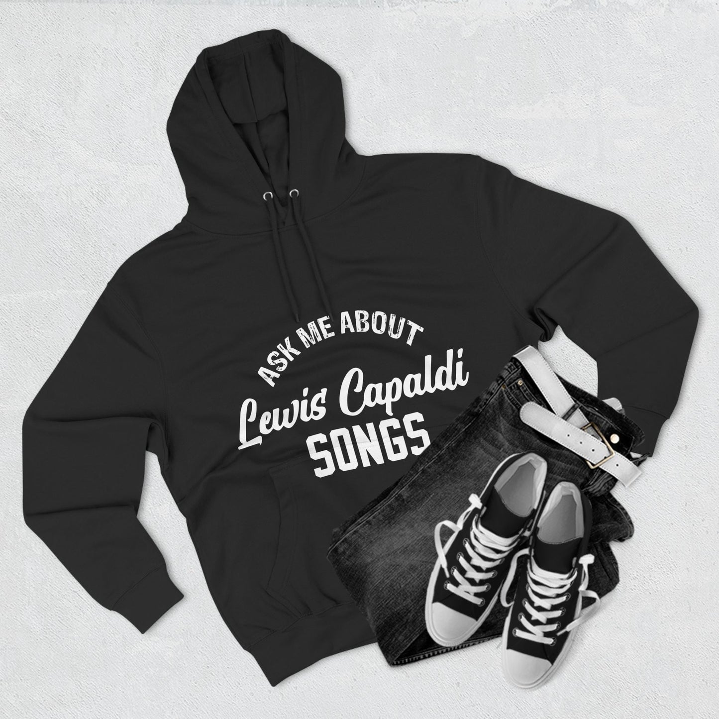 Lewis Capaldi Three-Panel Fleece Hoodie - Ask me about Lewis Capaldi songs