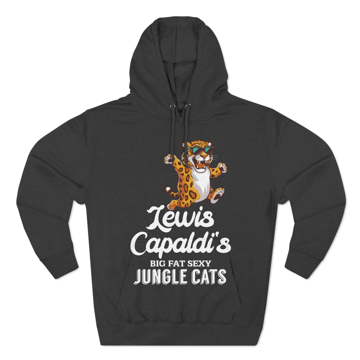 Lewis Capaldi Three-Panel Fleece Hoodie - Big Fat Sexy Jungle Cats - Charcoal Heather / S - Hoodie