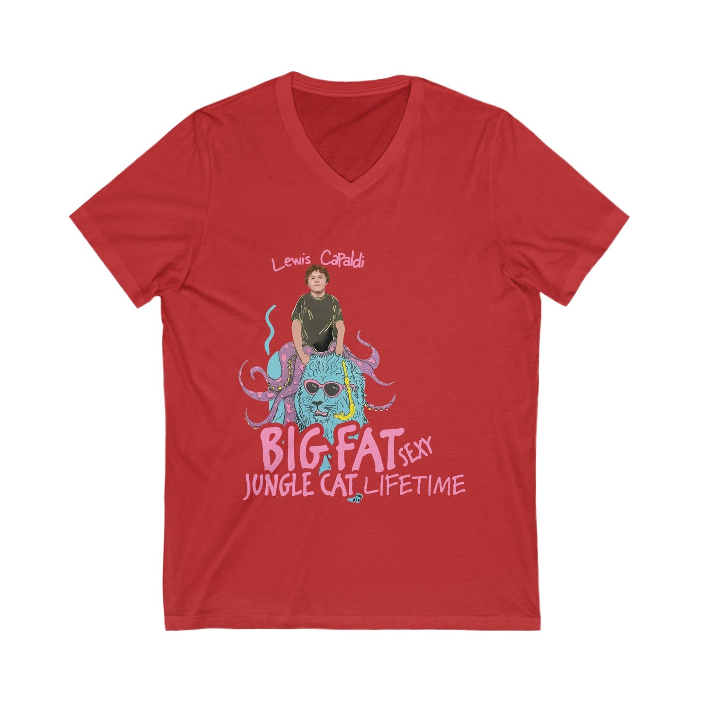 Lewis Capaldi Unisex Jersey Short Sleeve V-Neck Tee - Big Fat Sexy jungle cats