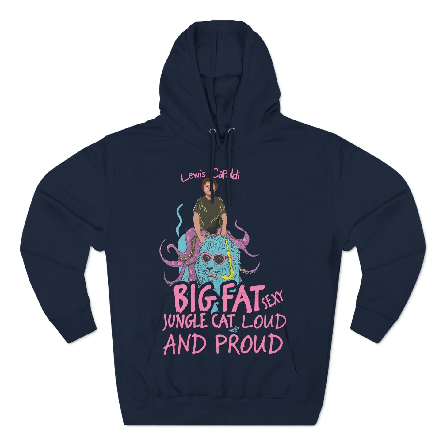 Lewis Capaldi Three-Panel Fleece Hoodie - Big Fat Sexy jungle cats