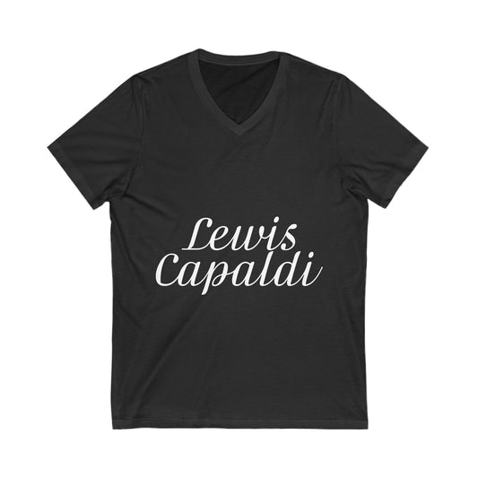 Lewis Capaldi Unisex Jersey Short Sleeve V-Neck Tee - Writing