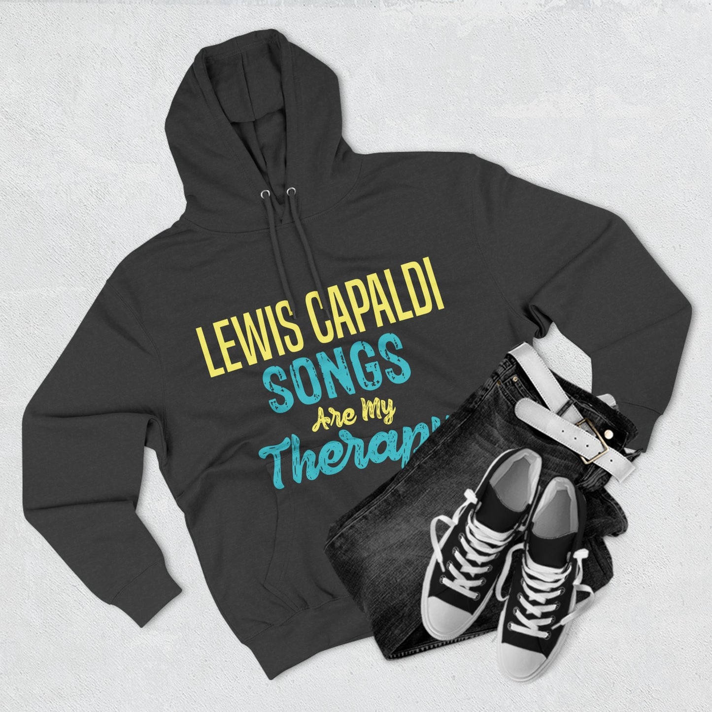 Lewis Capaldi Three-Panel Fleece Hoodie - Lewis Capaldi songs are my therapy