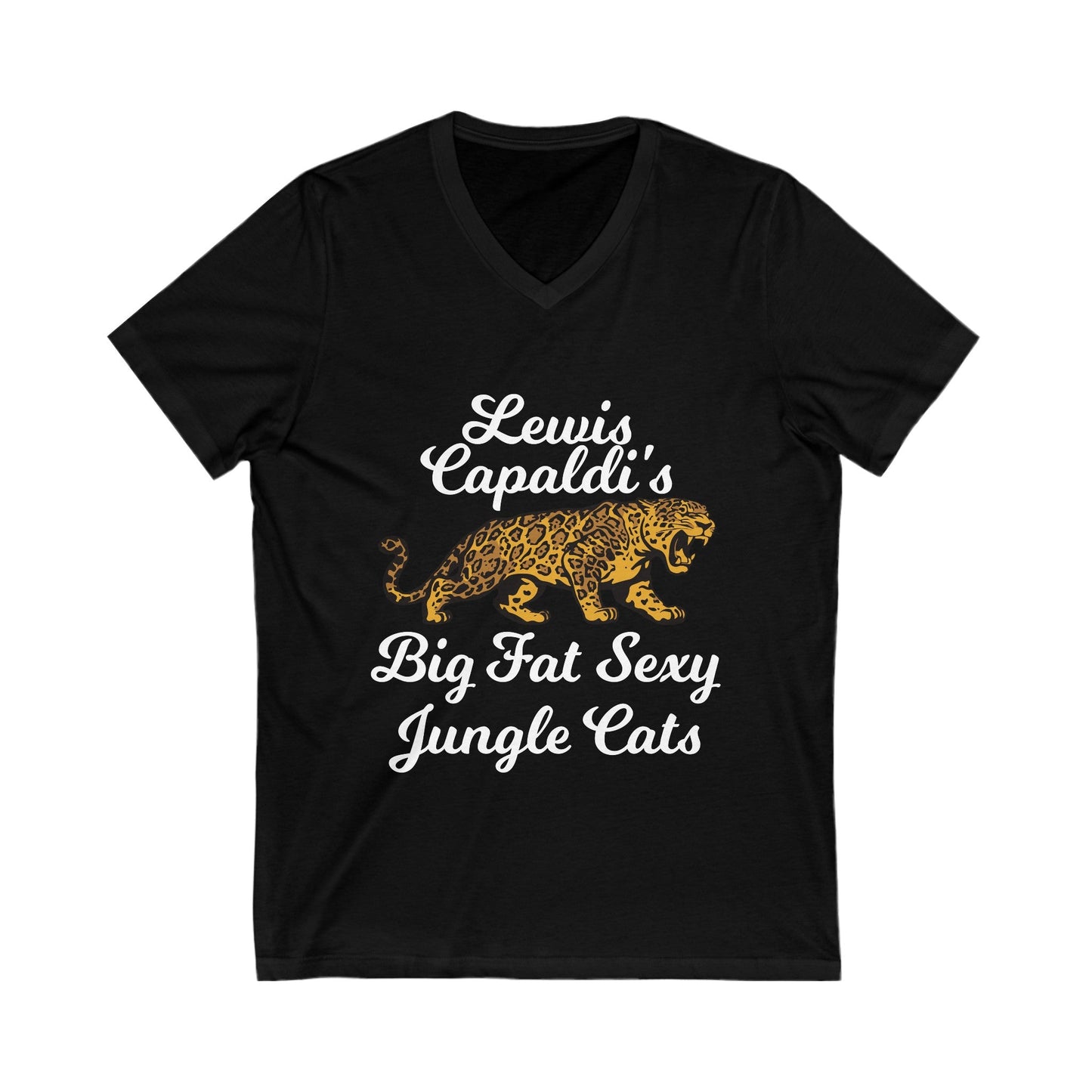 Lewis Capaldi Unisex Jersey Short Sleeve V-Neck Tee - Big Fat Sexy jungle cats