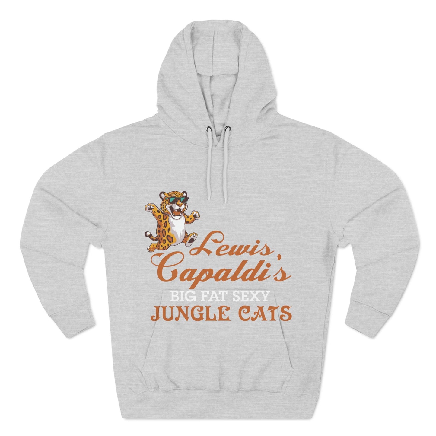 Lewis Capaldi Three-Panel Fleece Hoodie - Big Fat Sexy Jungle Cats - Heather Grey / S - Hoodie