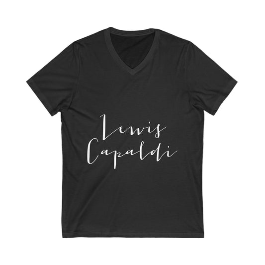 Lewis Capaldi Unisex Jersey Short Sleeve V-Neck Tee - Writing