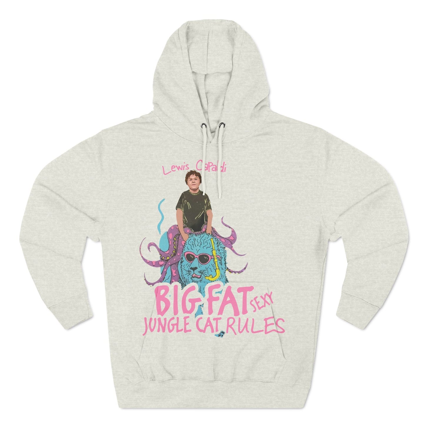 Lewis Capaldi Three-Panel Fleece Hoodie - Big Fat Sexy jungle cats