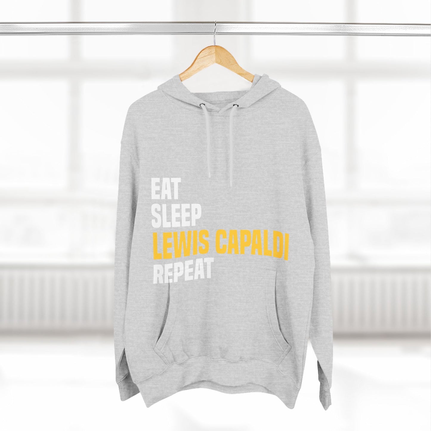 Lewis Capaldi Three-Panel Fleece Hoodie - Eat sleep Lewis Capaldi repeat