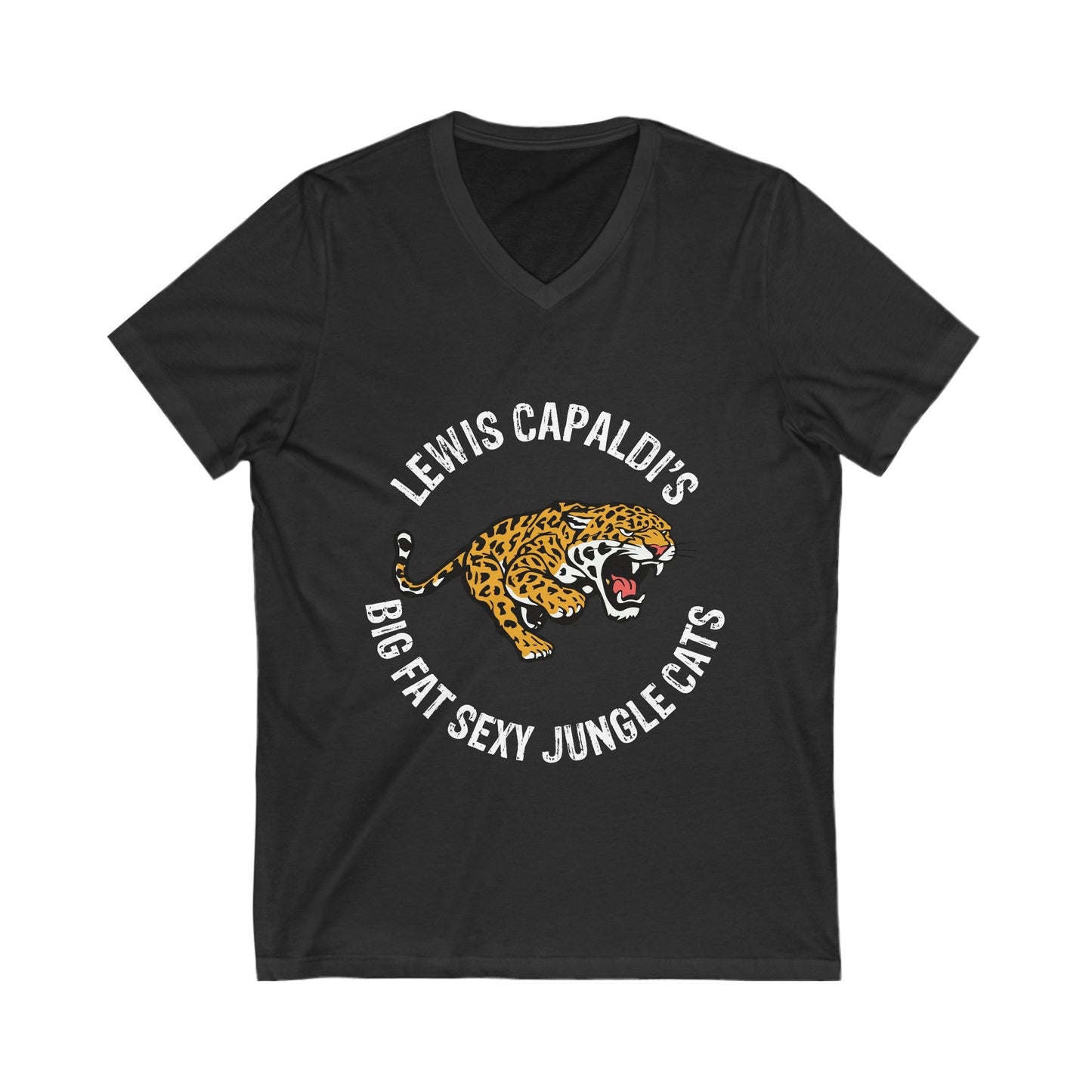 Lewis Capaldi Unisex Jersey Short Sleeve V-Neck Tee - Big Fat Sexy jungle cats