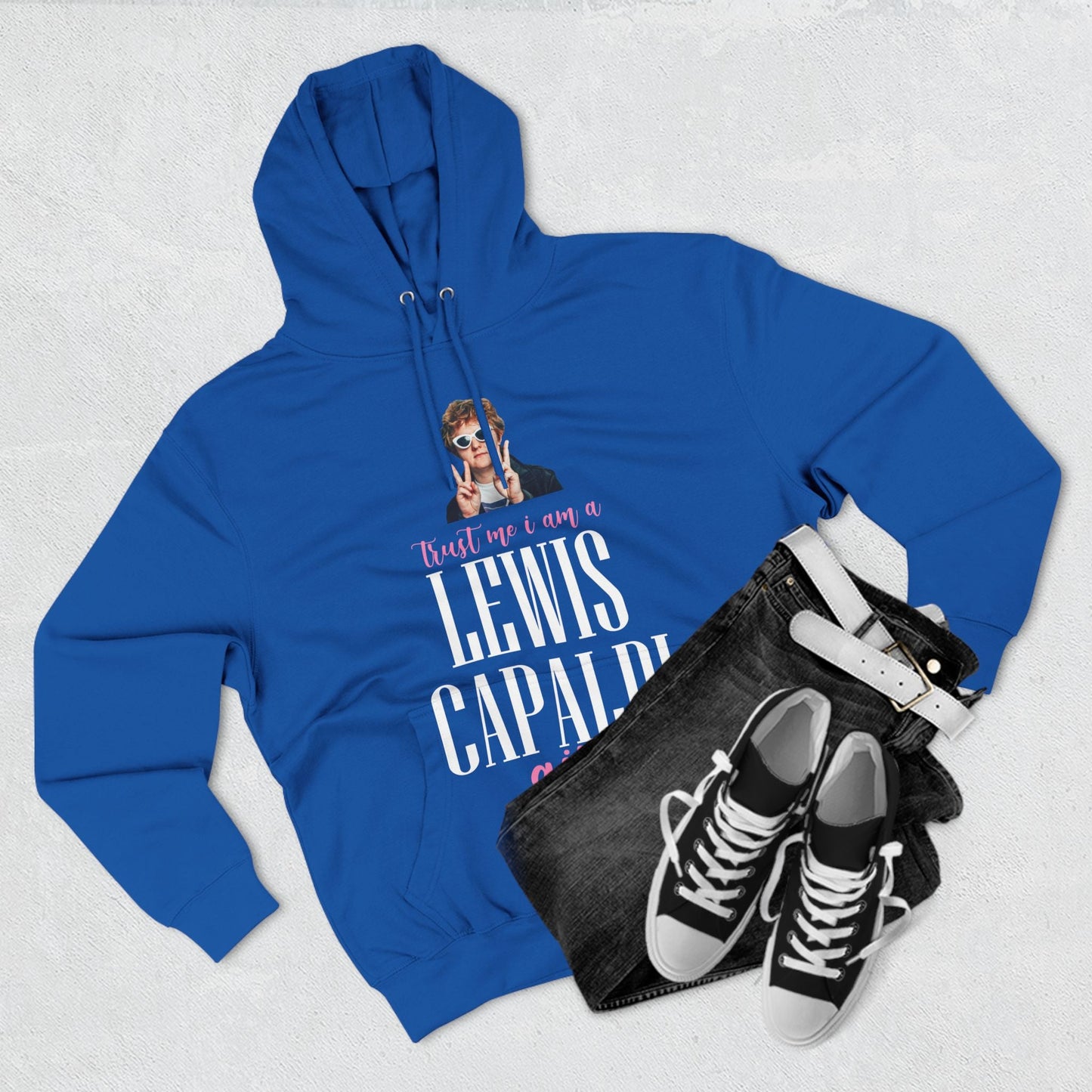 Lewis Capaldi Three-Panel Fleece Hoodie - Trust me I am a Lewis Capaldi girl