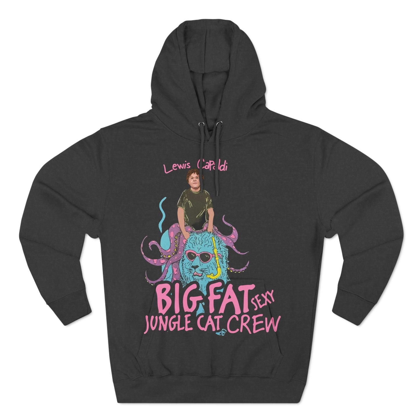 Lewis Capaldi Three-Panel Fleece Hoodie - Big Fat Sexy jungle cats