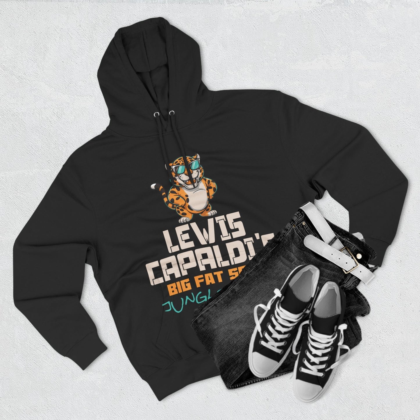 Lewis Capaldi Three-Panel Fleece Hoodie - Big Fat Sexy Jungle Cats - Hoodie