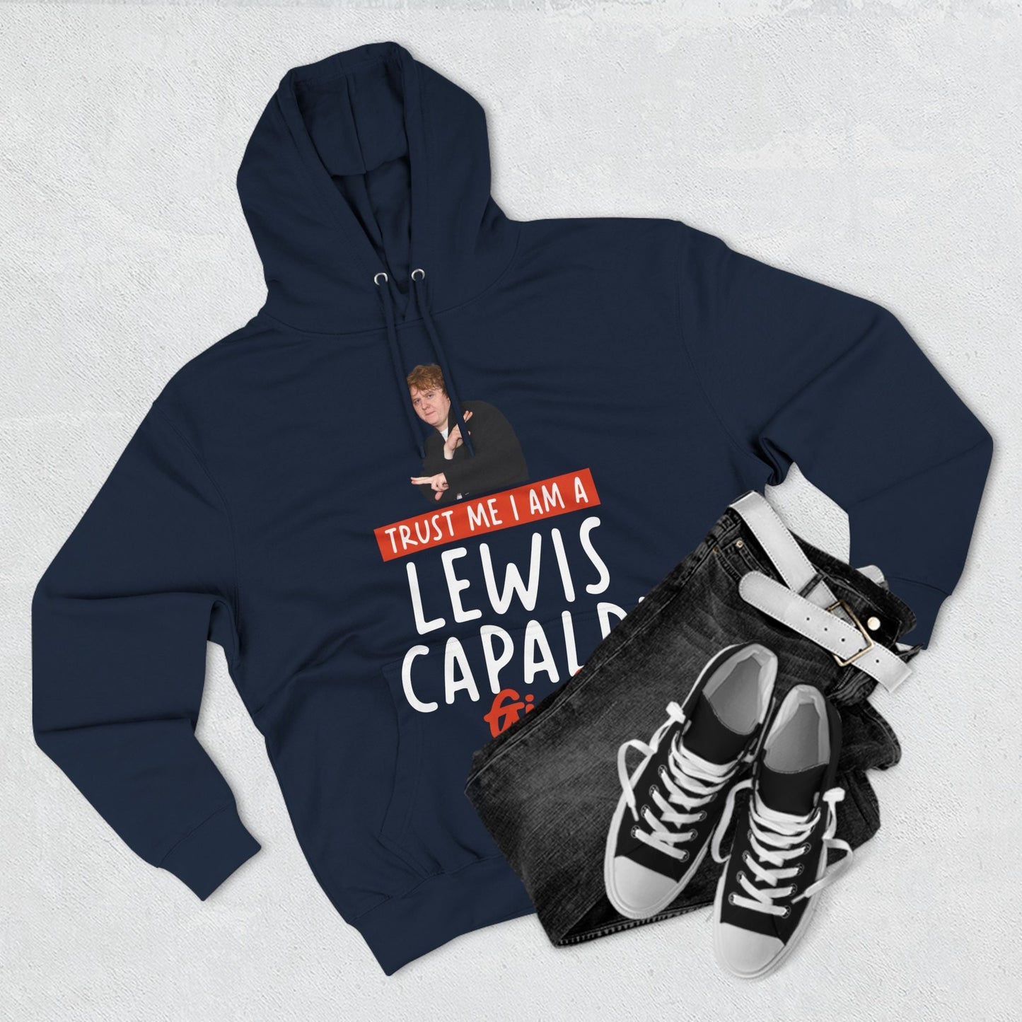 Lewis Capaldi Three-Panel Fleece Hoodie - Trust me I am a Lewis Capaldi girl