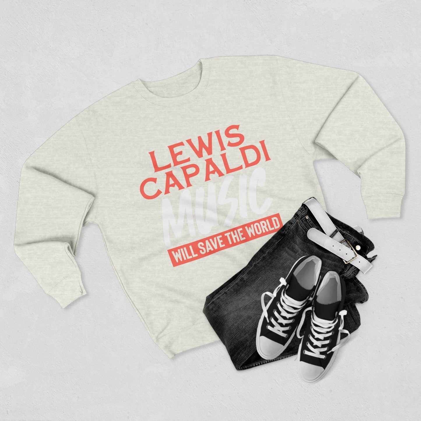 Lewis Capaldi Unisex Crewneck Sweatshirt - Lewis Capaldi music will save the world