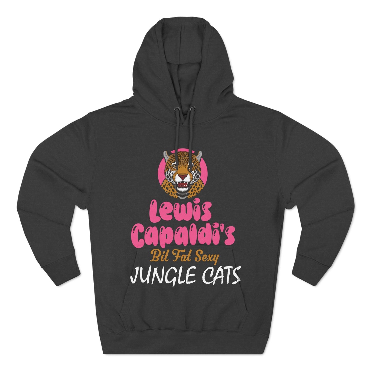 Lewis Capaldi Three-Panel Fleece Hoodie - Big Fat Sexy Jungle Cats - Charcoal Heather / S - Hoodie