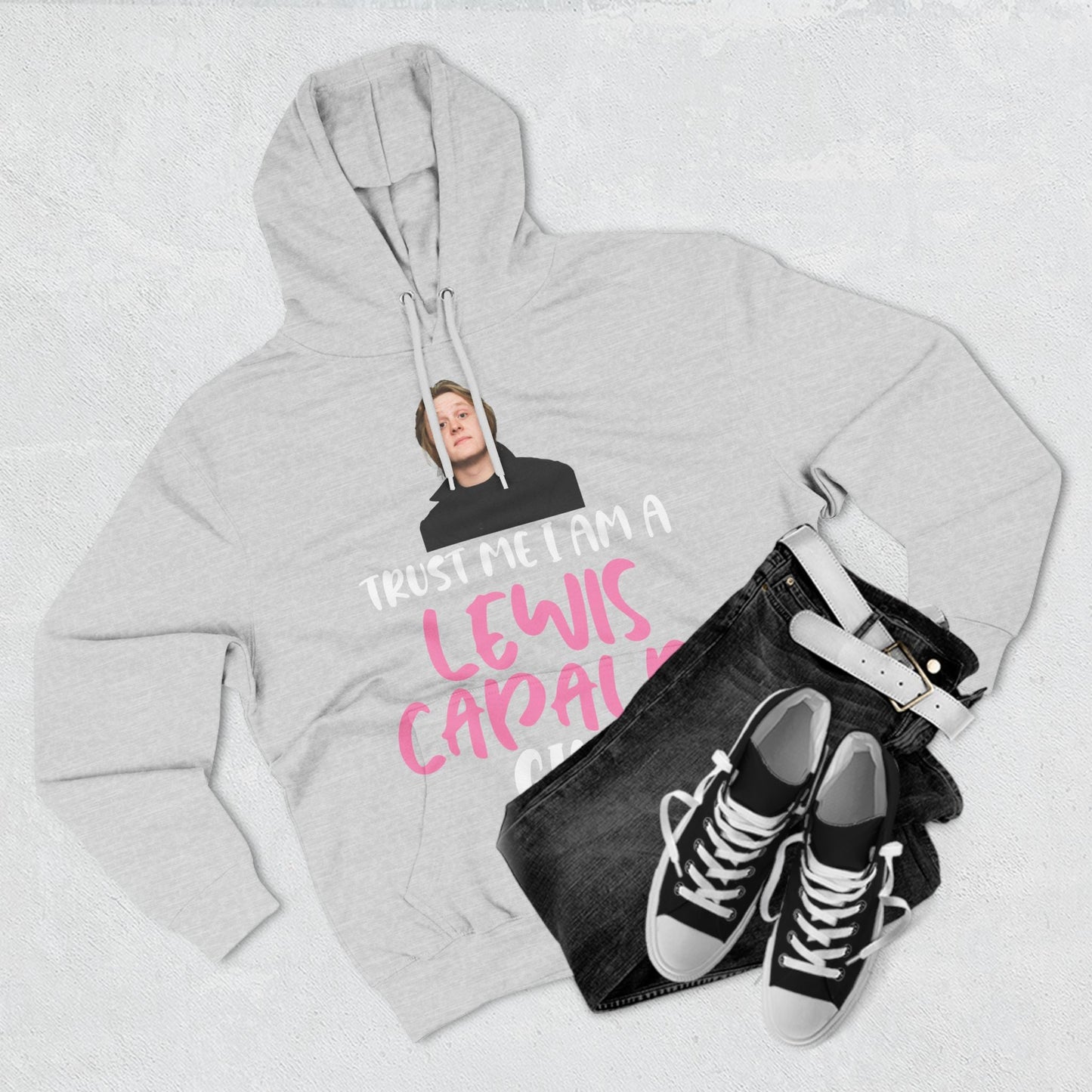 Lewis Capaldi Three-Panel Fleece Hoodie - Trust me I am a Lewis Capaldi girl