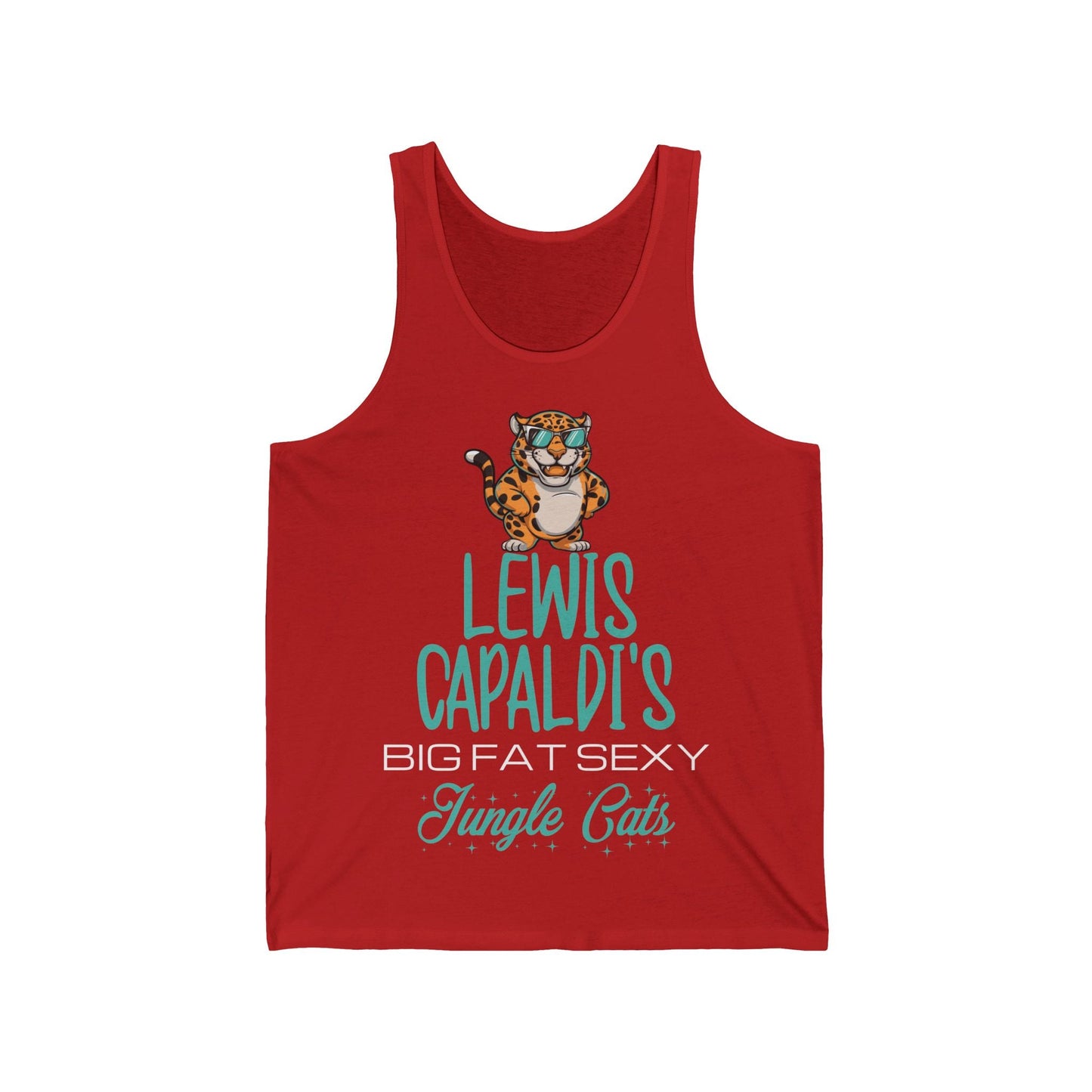 Lewis Capaldi Unisex Jersey Tank Top - Big Fat Sexy Jungle Cats - S / Red - Tank Top