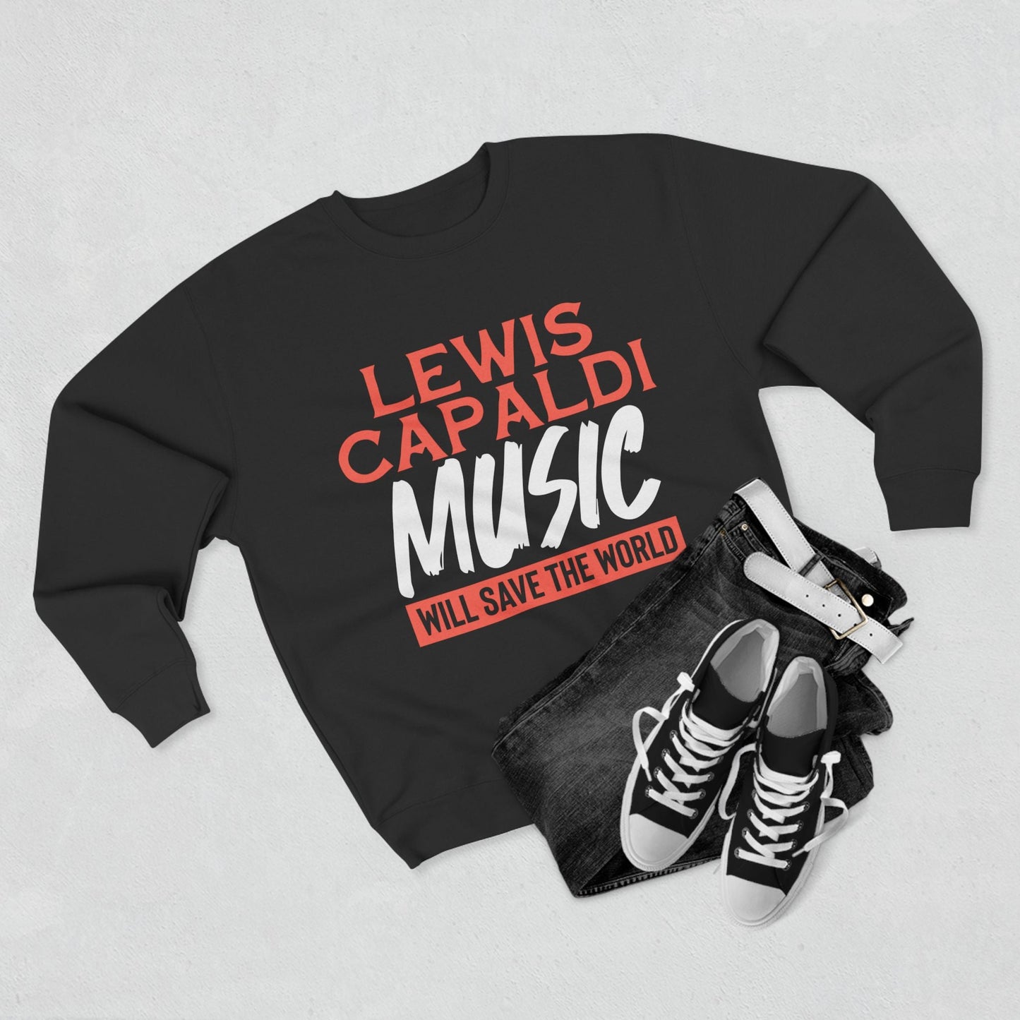 Lewis Capaldi Unisex Crewneck Sweatshirt - Lewis Capaldi music will save the world