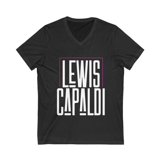 Lewis Capaldi Unisex Jersey Short Sleeve V-Neck Tee - Writing