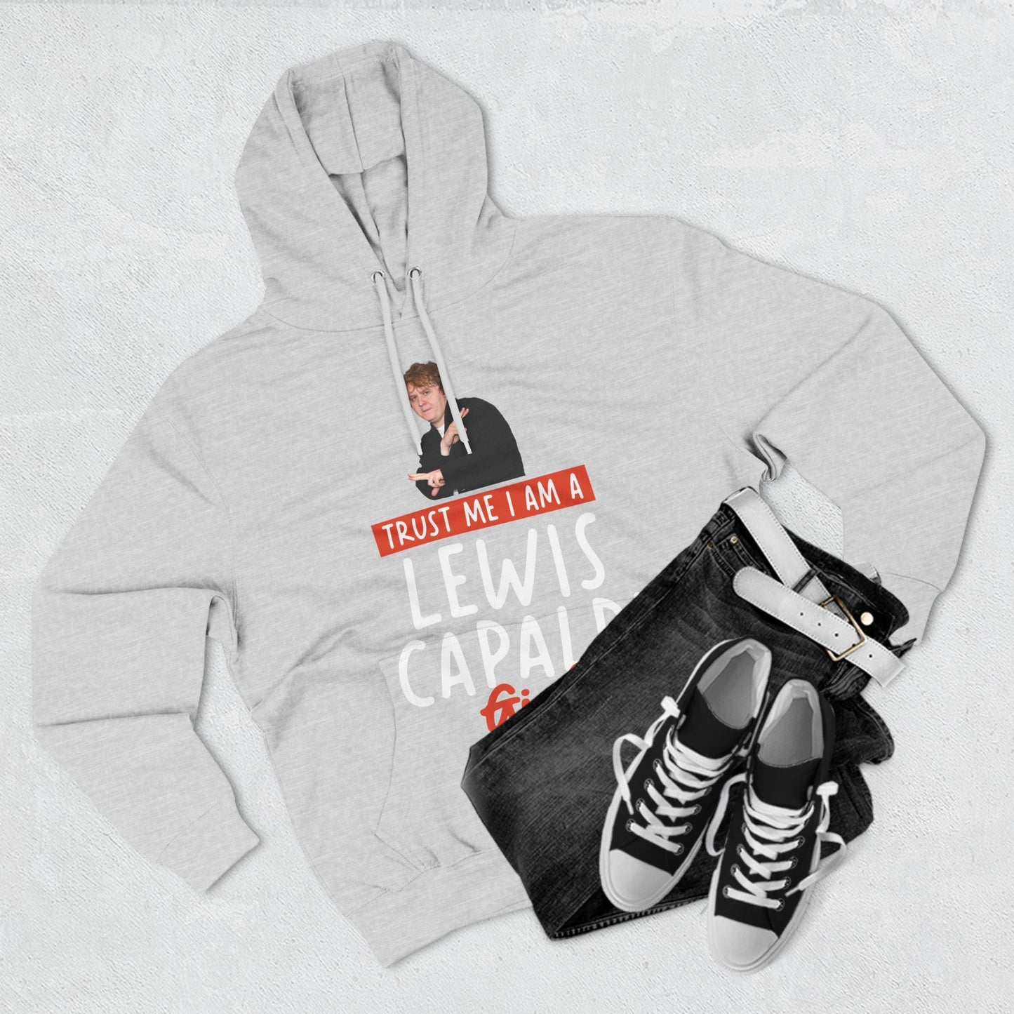 Lewis Capaldi Three-Panel Fleece Hoodie - Trust me I am a Lewis Capaldi girl