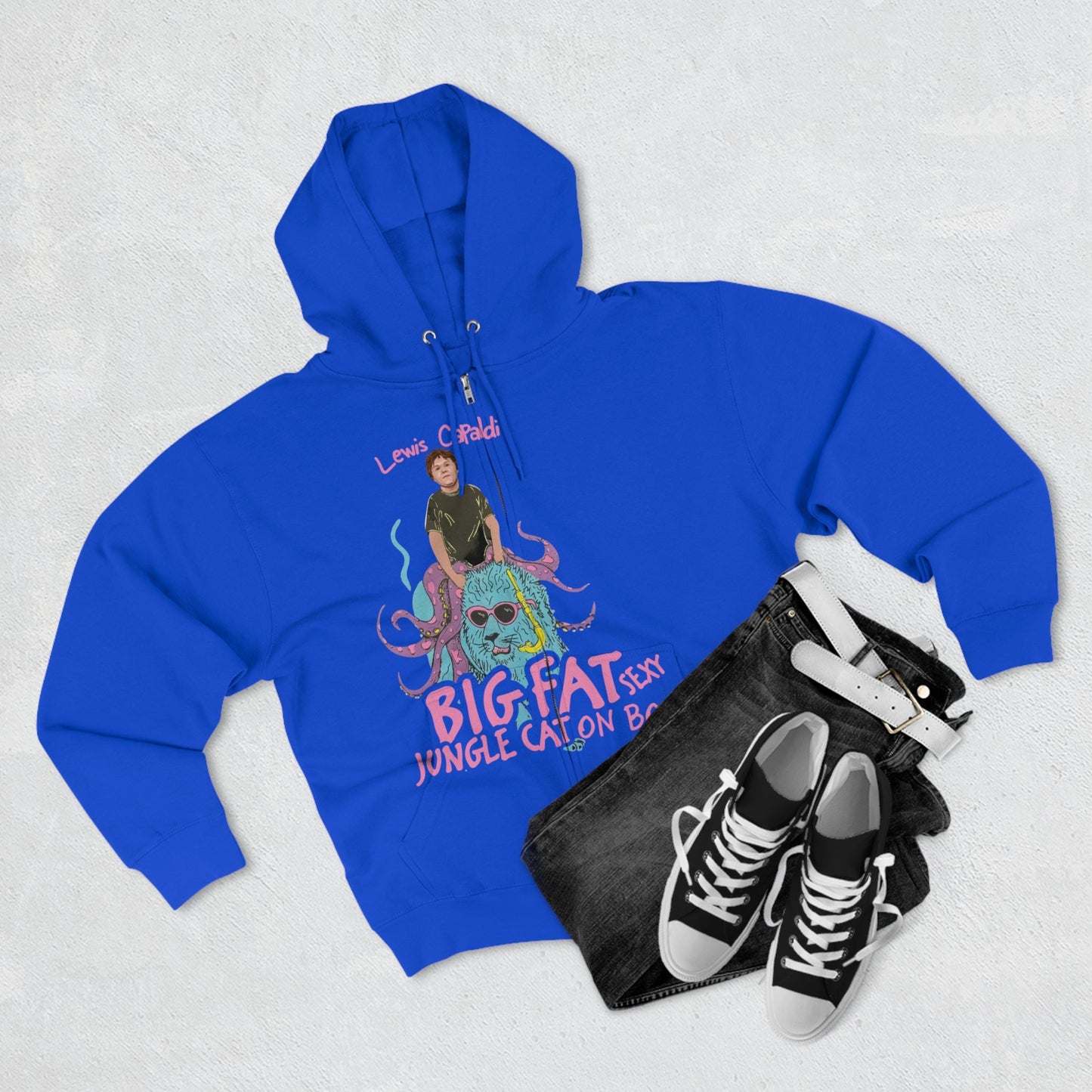 Lewis Capaldi Unisex Zip Hoodie - Big Fat Sexy Jungle Cats