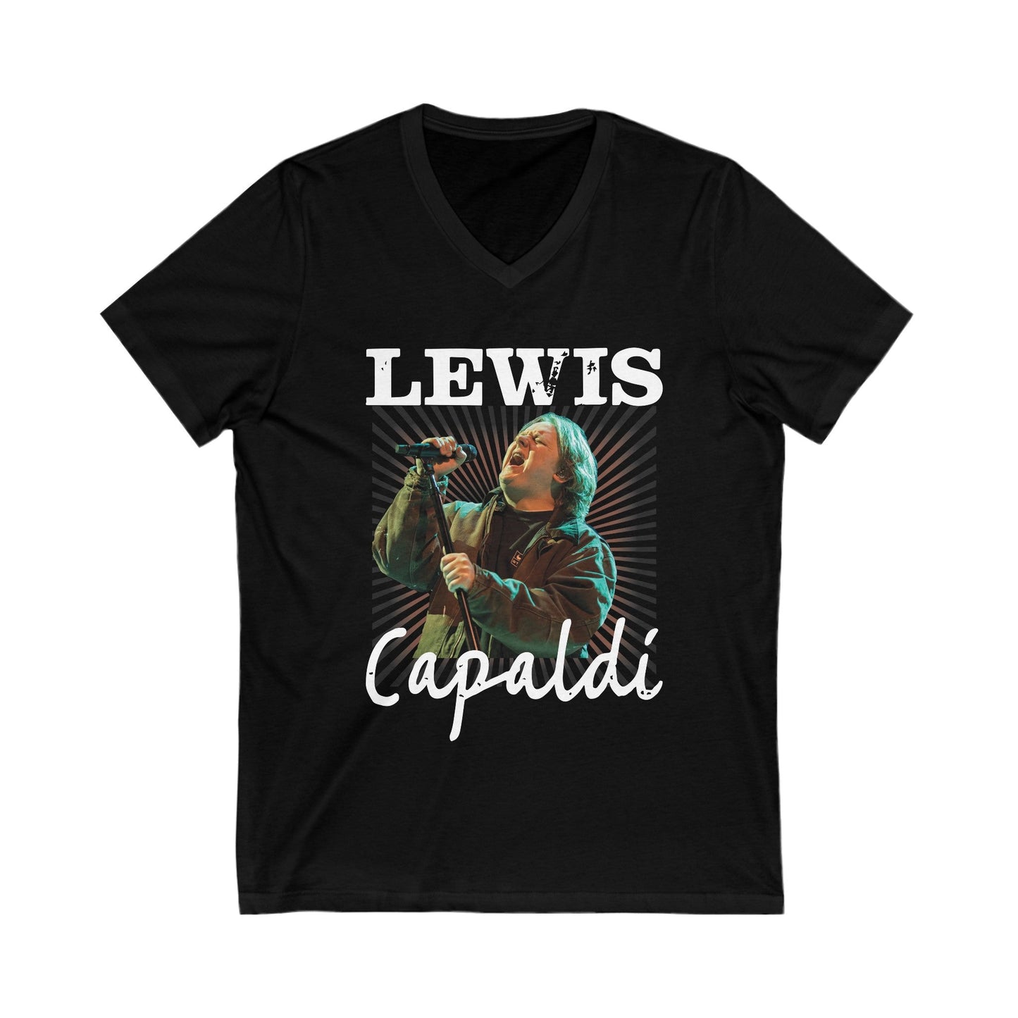 Lewis Capaldi Unisex Jersey Short Sleeve V-Neck Tee - Graphic