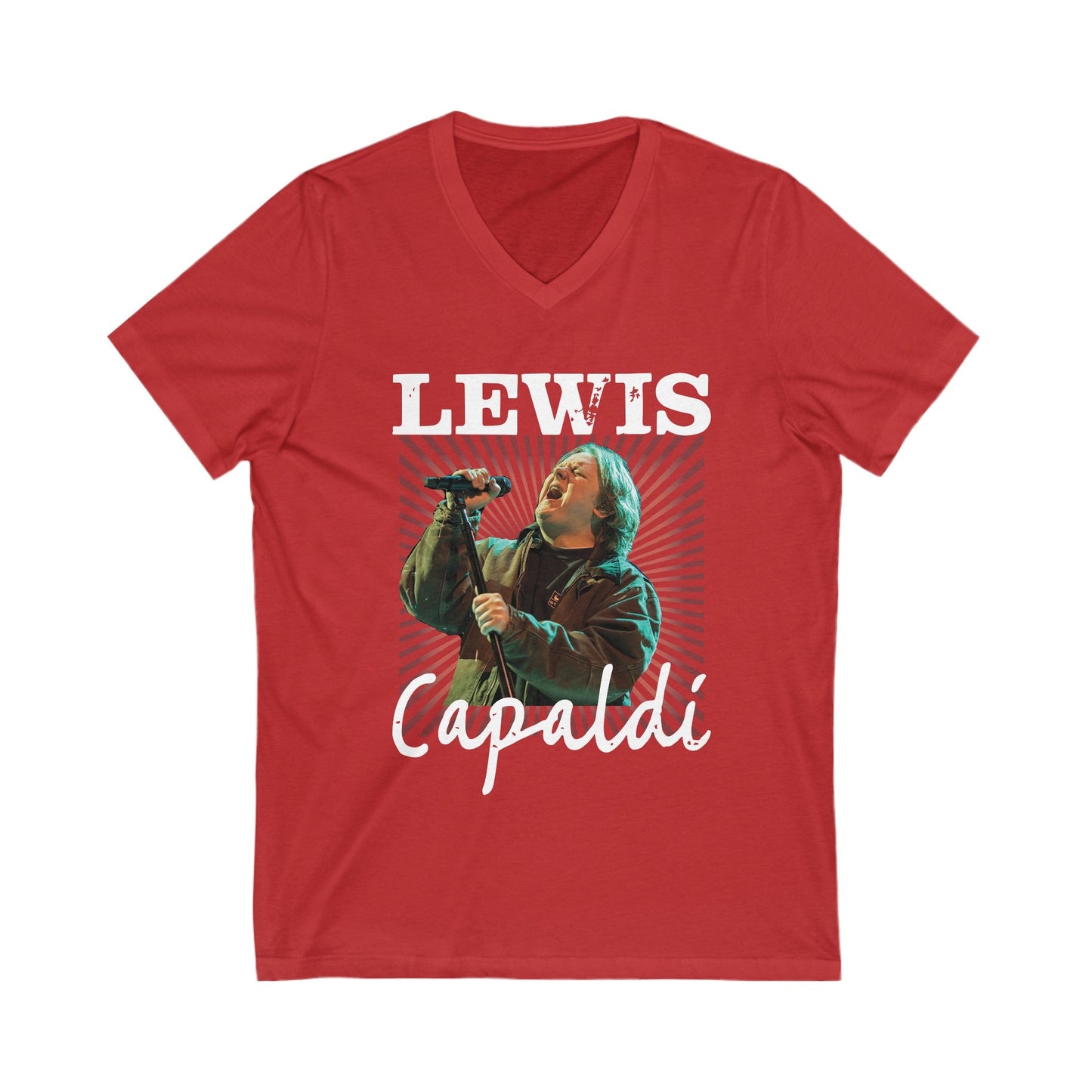 Lewis Capaldi Unisex Jersey Short Sleeve V-Neck Tee - Graphic