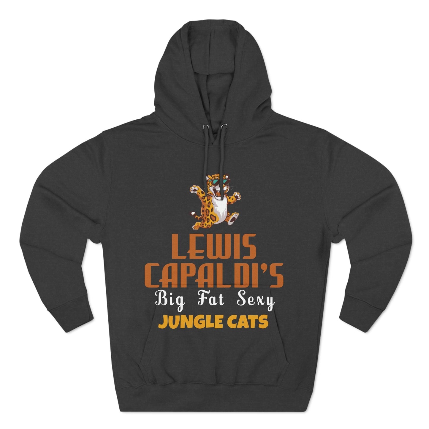 Lewis Capaldi Three-Panel Fleece Hoodie - Big Fat Sexy Jungle Cats - Charcoal Heather / S - Hoodie