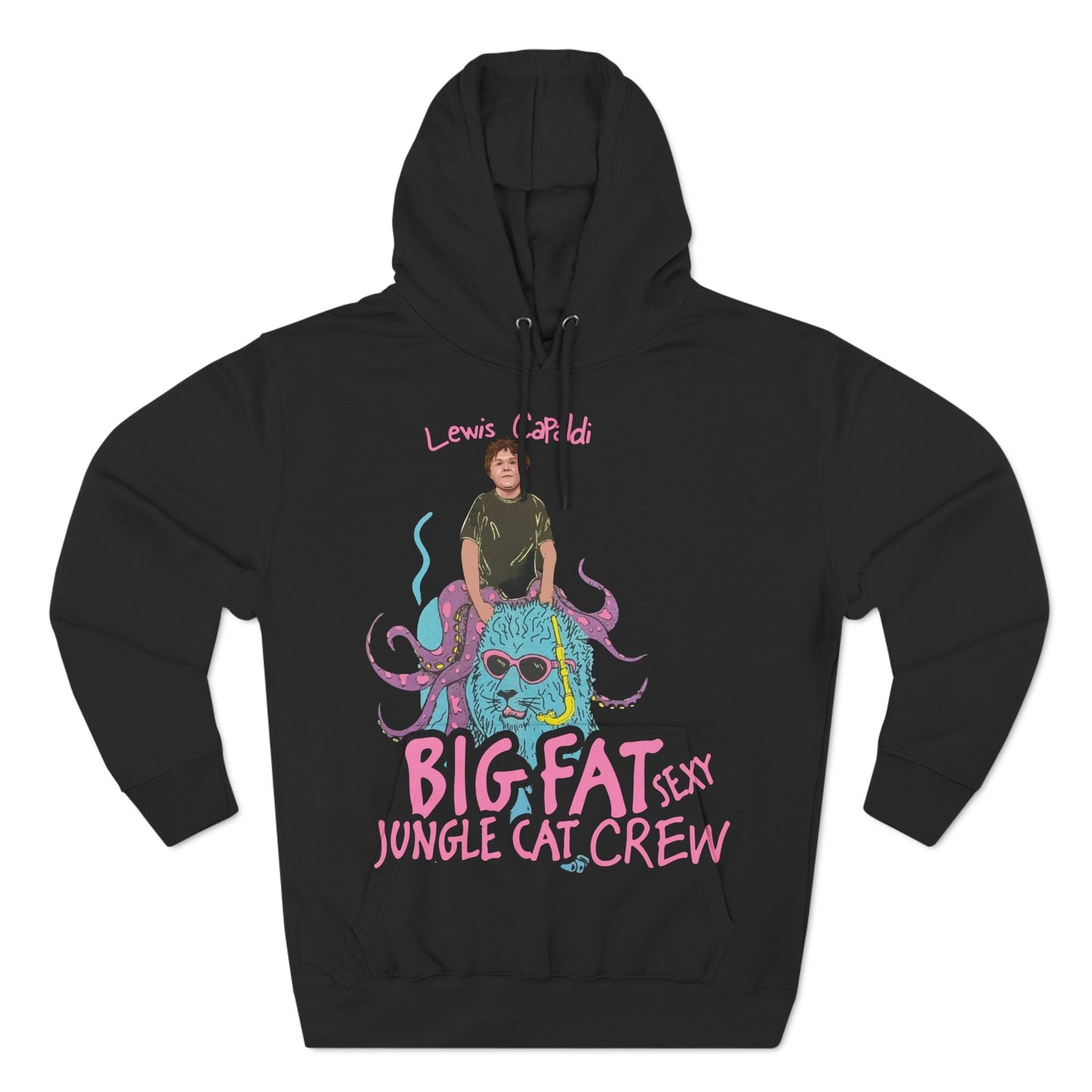 Lewis Capaldi Three-Panel Fleece Hoodie - Big Fat Sexy jungle cats