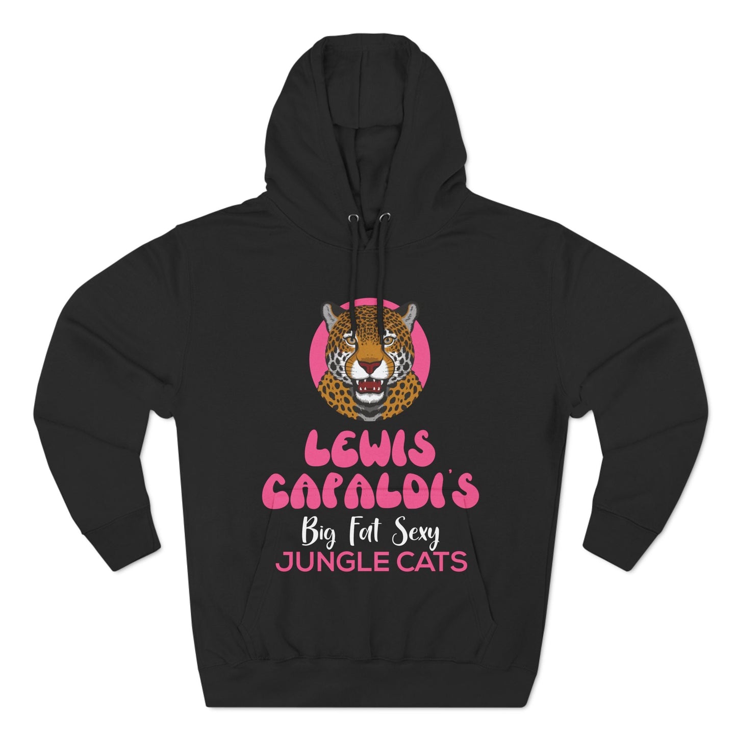 Lewis Capaldi Three-Panel Fleece Hoodie - Big Fat Sexy Jungle Cats - Black / S - Hoodie