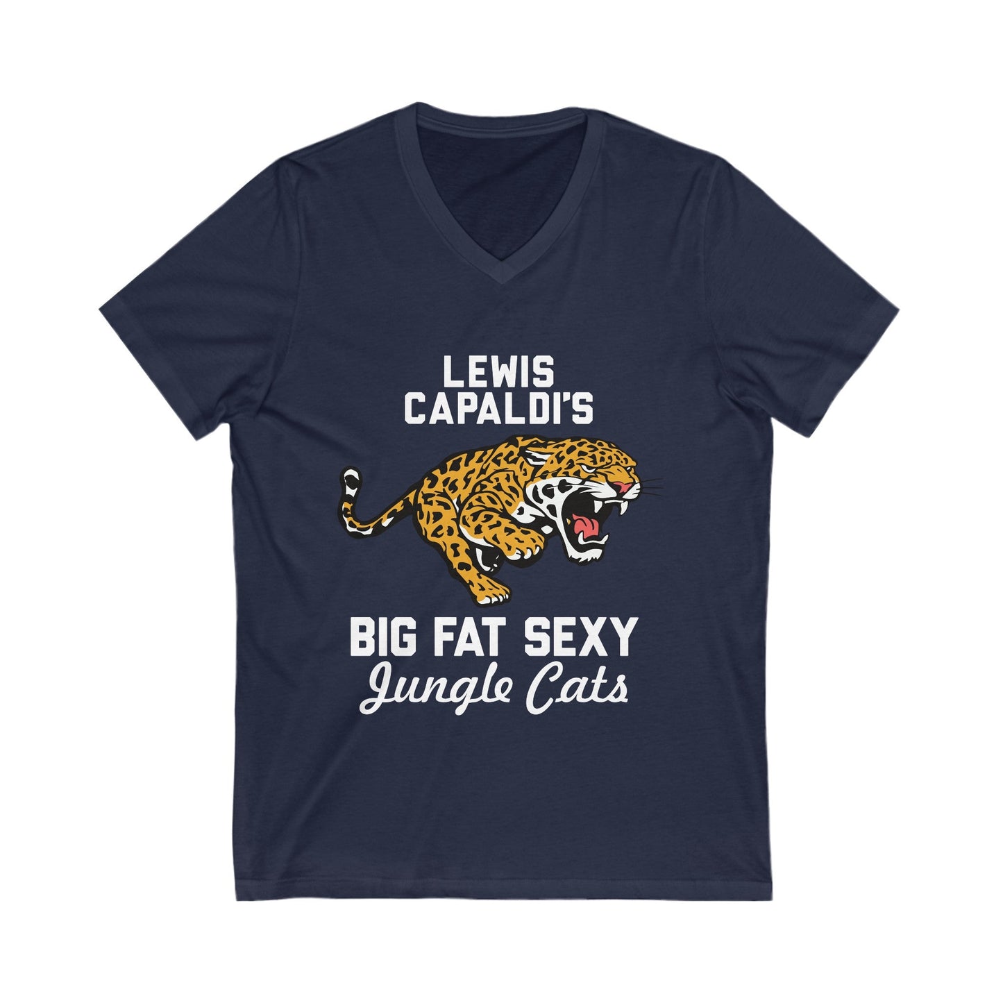 Lewis Capaldi Unisex Jersey Short Sleeve V-Neck Tee - Big Fat Sexy jungle cats