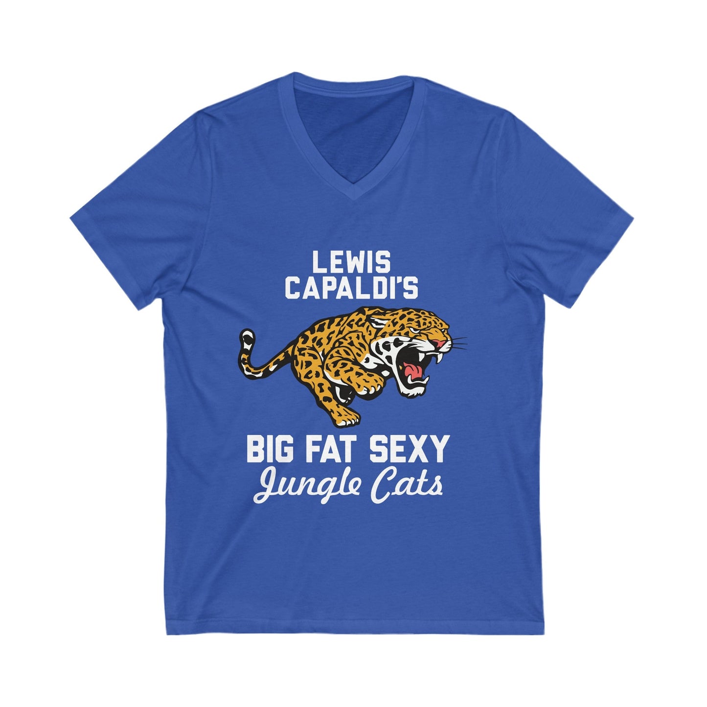 Lewis Capaldi Unisex Jersey Short Sleeve V-Neck Tee - Big Fat Sexy jungle cats