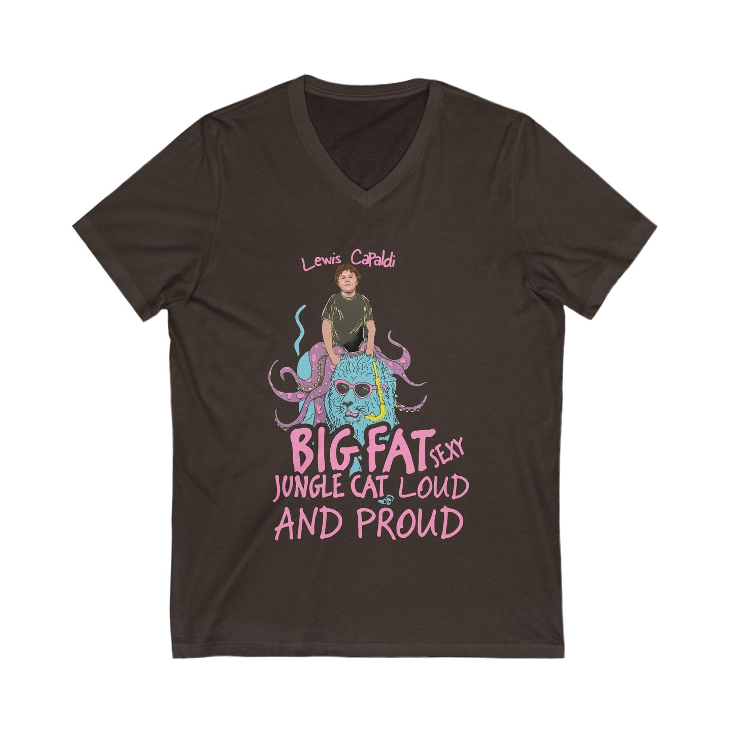 Lewis Capaldi Unisex Jersey Short Sleeve V-Neck Tee - Big Fat Sexy jungle cats